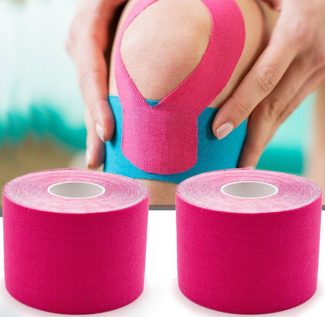 Axion Kinesiologie-Tape Kinesio-Tape - Wasserfestes Tape in pink je 500 x 5 cm, Physiotape, Sporttape Bandage, unterstützt Ihre Physiotherapie (Set, 2-St)