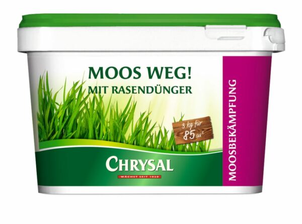 Chrysal Rasen-Dünger + Moos Weg Moosvernichter 3kg für 100m²