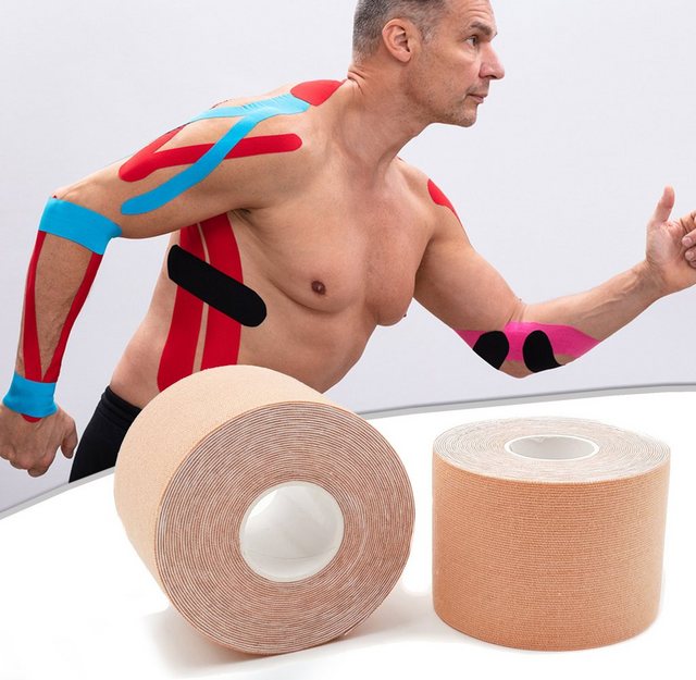 Axion Kinesiologie-Tape Kinesio-Tape - Wasserfestes Tape in beige je 500 x 5 cm (Set, 2-St) Physiotape, Sporttape Bandage, für Ihre Physiotherapie