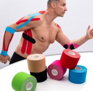 Axion Kinesiologie-Tape Kinesio-Tapes selbstklebend – Wasserfeste Tapes in 6 Farben (Set, 6-St) Physiotape, Sporttape Bandage, unterstützt Ihre Physiotherapie