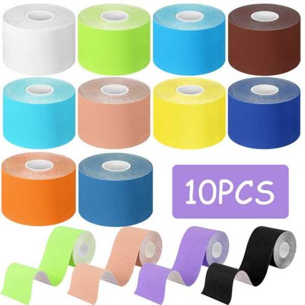 Avisto Kinesiologie-Tape Tape Kinesio-Tapes Sporttape Wasserfeste-Tape für Ihre Physiotherapie (Größe 5m x 5cm Packung mit 10 Stück, 10-St., 10-St) Sport tapes Bandage selbstklebend Wasserfest hautfreundlich