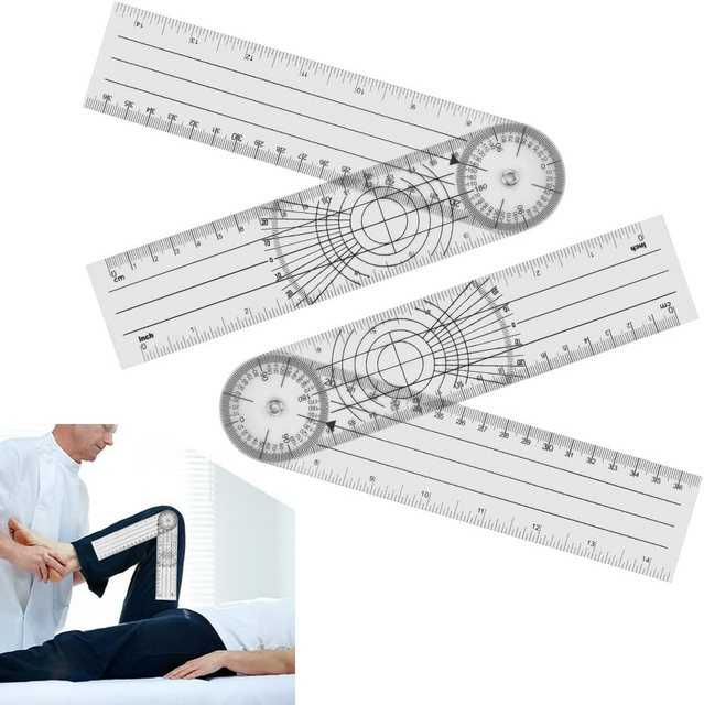 SOTOR Winkelmesser 2 Stücke Winkelmesser Goniometer Physiotherapie 360° PVC Medizinischer, (2-tlg., für Physiotherapie, Sporttherapie), Transparenter Gelenkmesser 14 Zoll Spinal Lineal Winkellineal