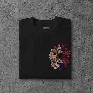 Animus Medicus T-Shirt mit Blumen Herz – Bio Baumwolle – XXL