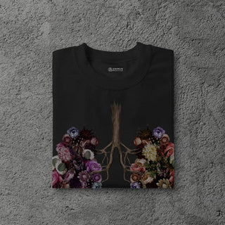 Animus Medicus T-Shirt mit Blumen Lunge – Bio Baumwolle – XXL