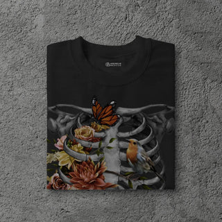 Animus Medicus T-Shirt mit Blumen Thorax – Bio Baumwolle – L